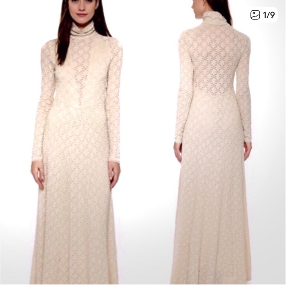 Victorian Inspired Free People White River Maxi Dress w Sleeves in Ivory